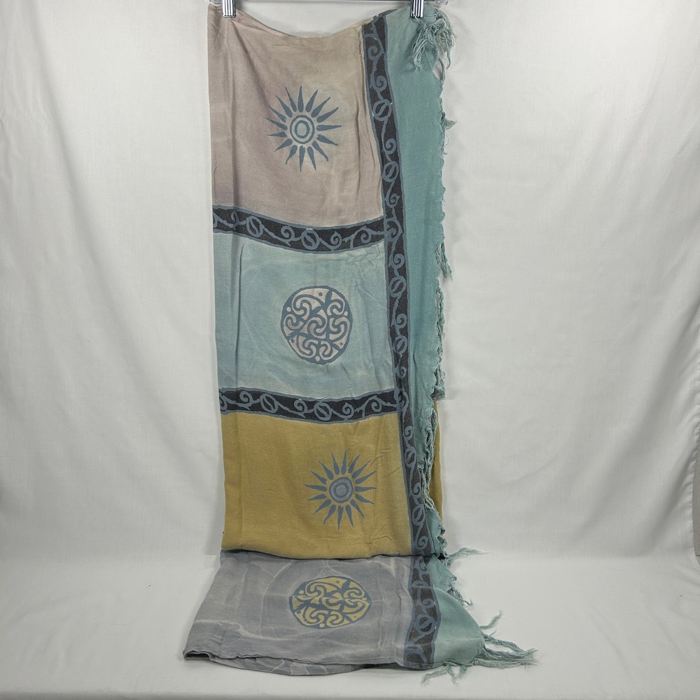 Vintage 2000s Boho Sun Print Lightweight Scarf